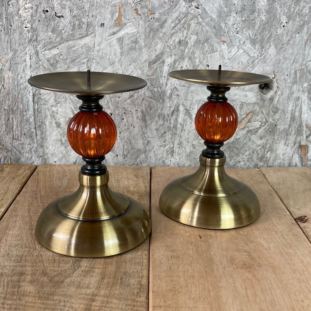 Set of 2 Champagne Bronze 6” Candle Sticks